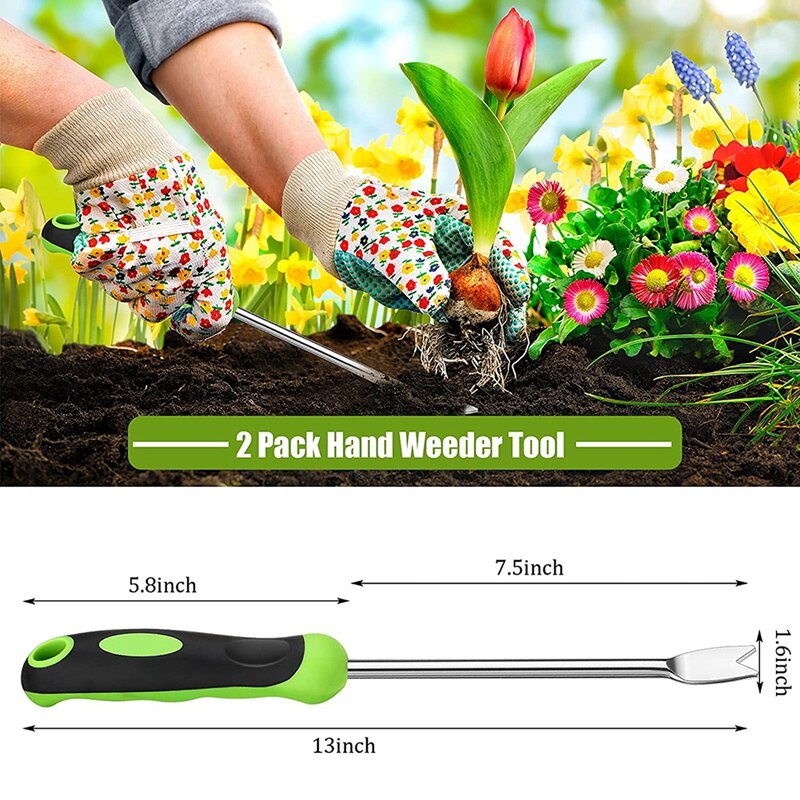 2 Pieces Hand Weeder Tool Garden Weeding Tool Weeder Tool , Stainless Steel Garden Lawn Transplant Gardening Plant Tool