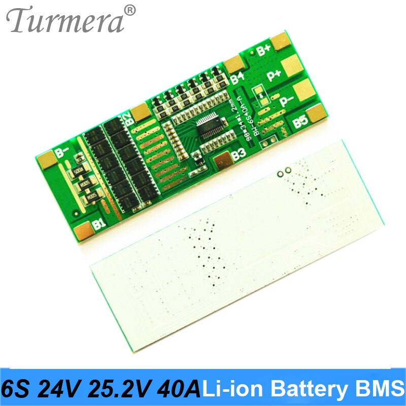 Turmera 6S 24V 10A 40A Bms 18650 Lithium Batterij Protected Board Met Balans Voor 25V Schroevendraaier Batterij en E-Bike Batterij Gebruik