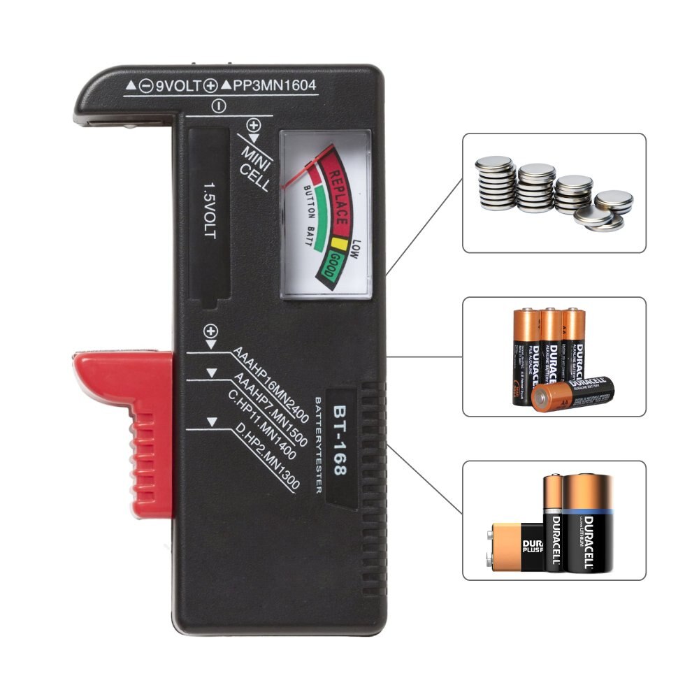 Probador de batería Digital BT168, comprobador de voltios para botón AA AAA 9V, probador de batería de varios tamaños, herramientas medidoras de voltaje BT168D BT-168D