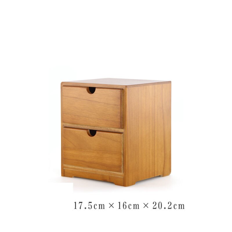 Wooden Desk Storage Box Drawer Debris Cosmetic Jewelry Retro Style Office Case Home: B