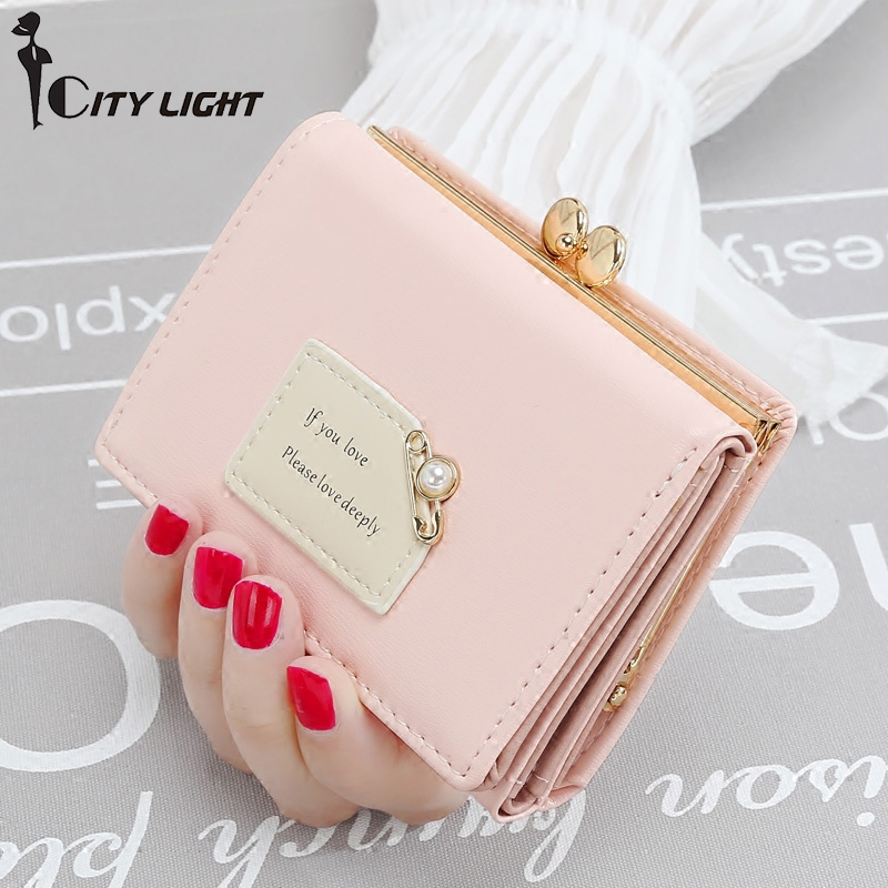 Stad Licht Brand Vrouwen Portefeuilles Vrouwelijke Korte Mode Drievoudige Portemonnee Eenvoudige Student Clutch