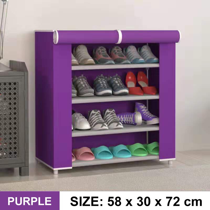 5/7/10 schicht Schuh Gestell Abnehmbare Staubdicht Vlies Stoff Schuh Schrank Hause platzsparende Stehen Halfter Schuhe Veranstalter: 5 Schicht Violett