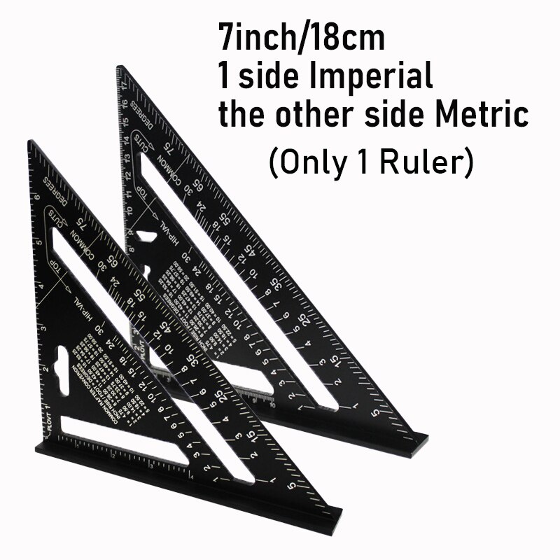 12 inch Metric Aluminum Alloy Triangle Angle Ruler Protractor Woodworking Measurement Tool 30.5 cm Quick Read Layout Gauge: 7 In Metric system