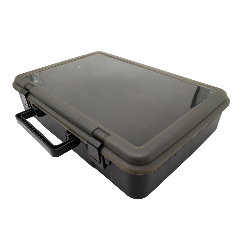 Cajas de aparejos de pesca portátiles, herramienta de señuelo de sedal de carrete de Pesca, gruesa, duradera y grande, caja de almacenamiento multifunción, 40,5X28,5X8,5 cm: Gray