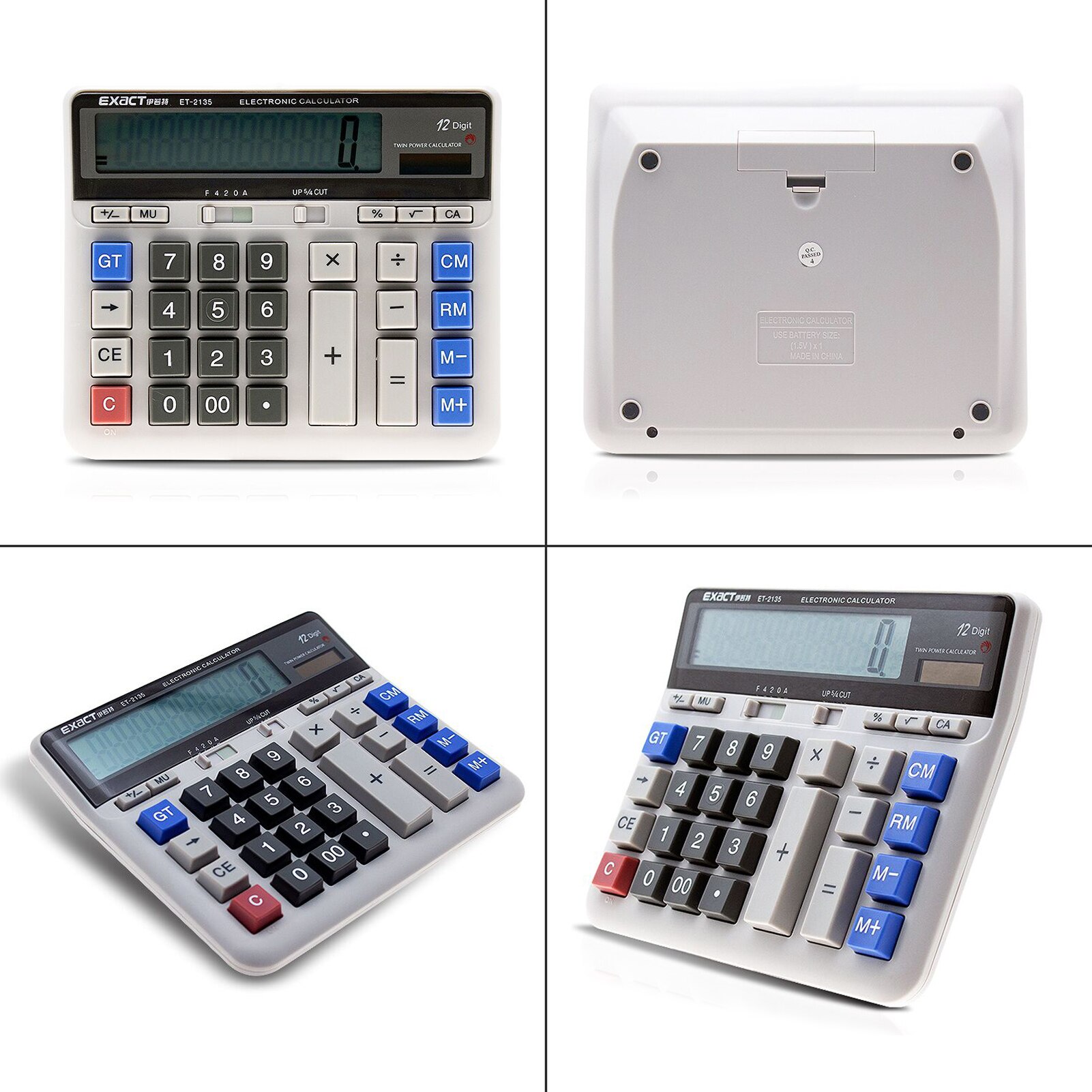 Multi-functional Scientific Calculator Electronics Desktop Calculators Dual Power 12 Digit Large LCD Display for Business School