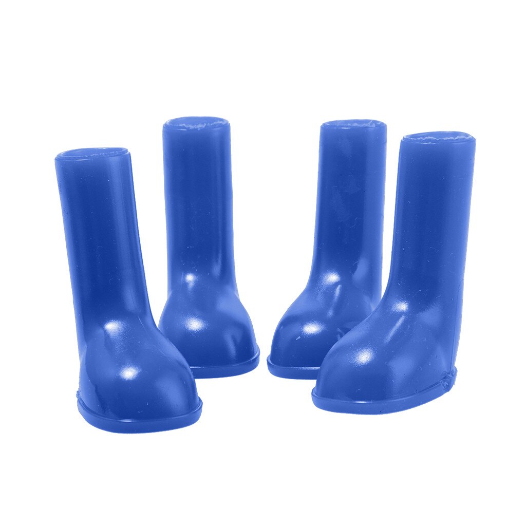 4pcs Pet Dog Shoes Waterproof Rain Pet Shoes For Dog Puppy Rubber Boots Candy Color Puppy Shoes Pet Products: Blue / L