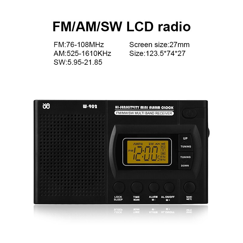 Draagbare Volledige Band Radio Fm Am Sw Led Digitale Scherm Klok Usb Player Speaker Radio Antenne Schaalbare Digitale Radio