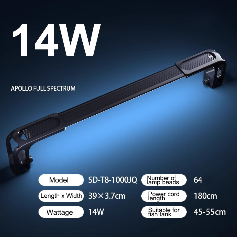 Aquariumlicht, Vollspektrum-Aquariumlicht für Wasserpflanzen, ausziehbare, wasserdichte Clip-an-Lampe für Aquarien: Grün