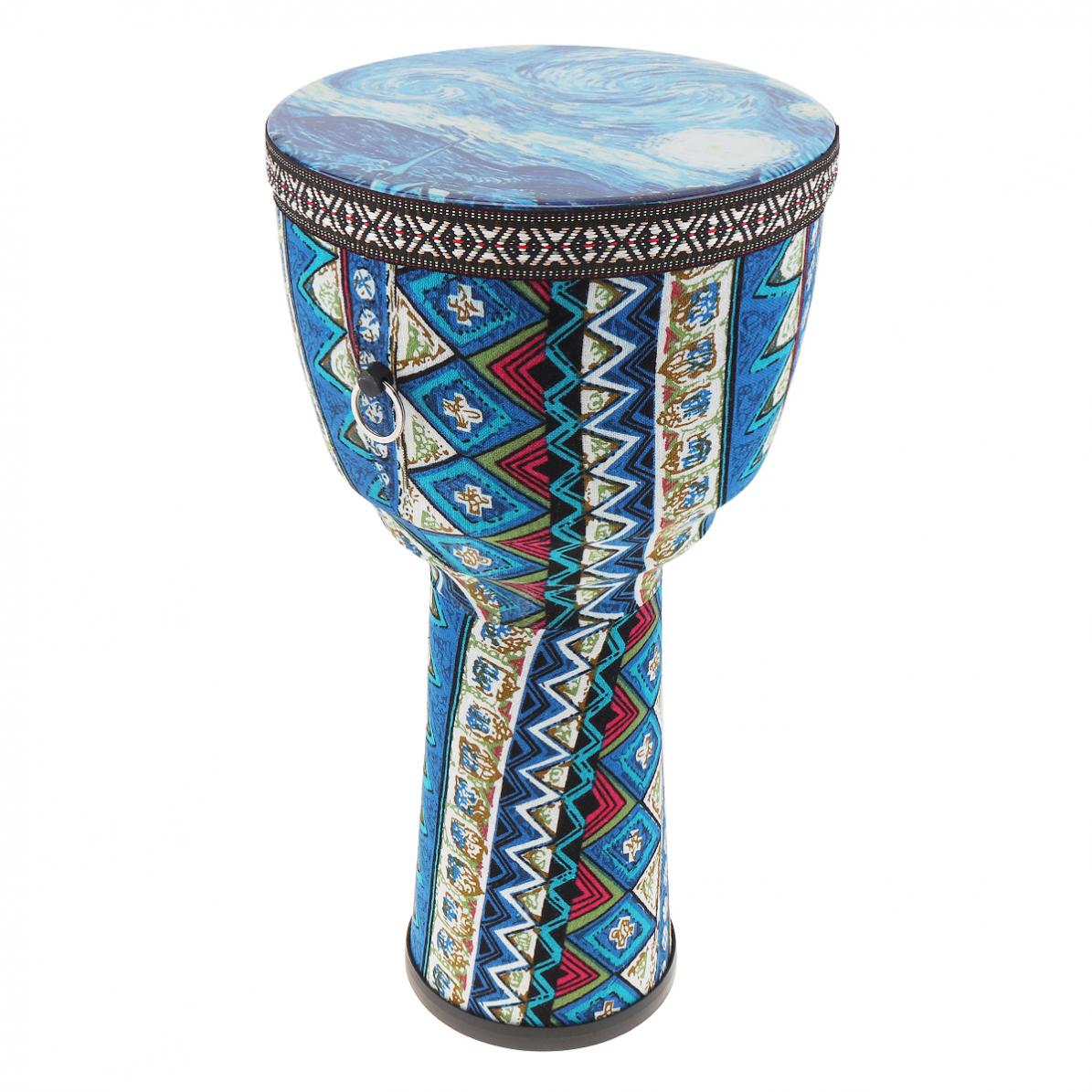 Afrikaanse Trommel 8.5 Inch Afrikaanse Djembe Trommel Kleurrijke Doek Art Abs Vat Pvc Huid Kinderen Handtrommel: Blue