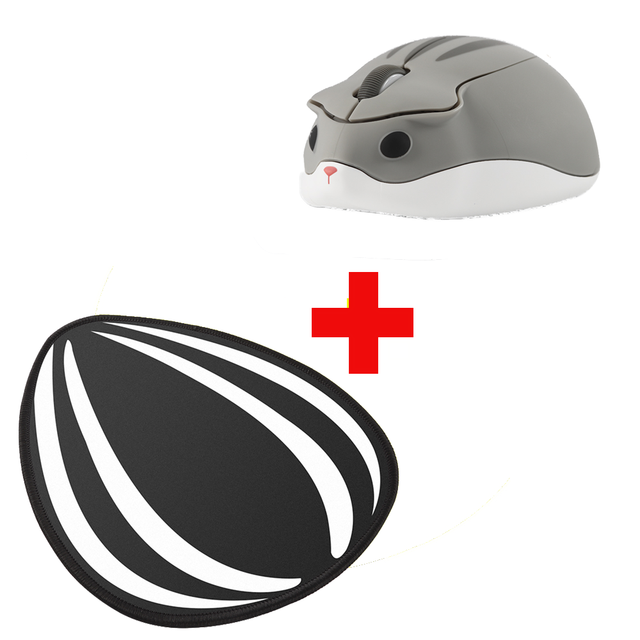 Leuke Cartoon Draadloze 2.4G Muis Hamster Mause Ergonomische 3D Optische Kids Kantoor Computer Muizen Voor Pc laptop: Gray Mouse And Pad