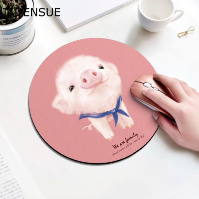 Comfortabele Ronde Muismat Planeet Serie Mat Desktop Non-Slip Rubber Pad Pc Muismat Ronde Bureau Gamer Gaming mat Voor Pc Laptop: Piggy