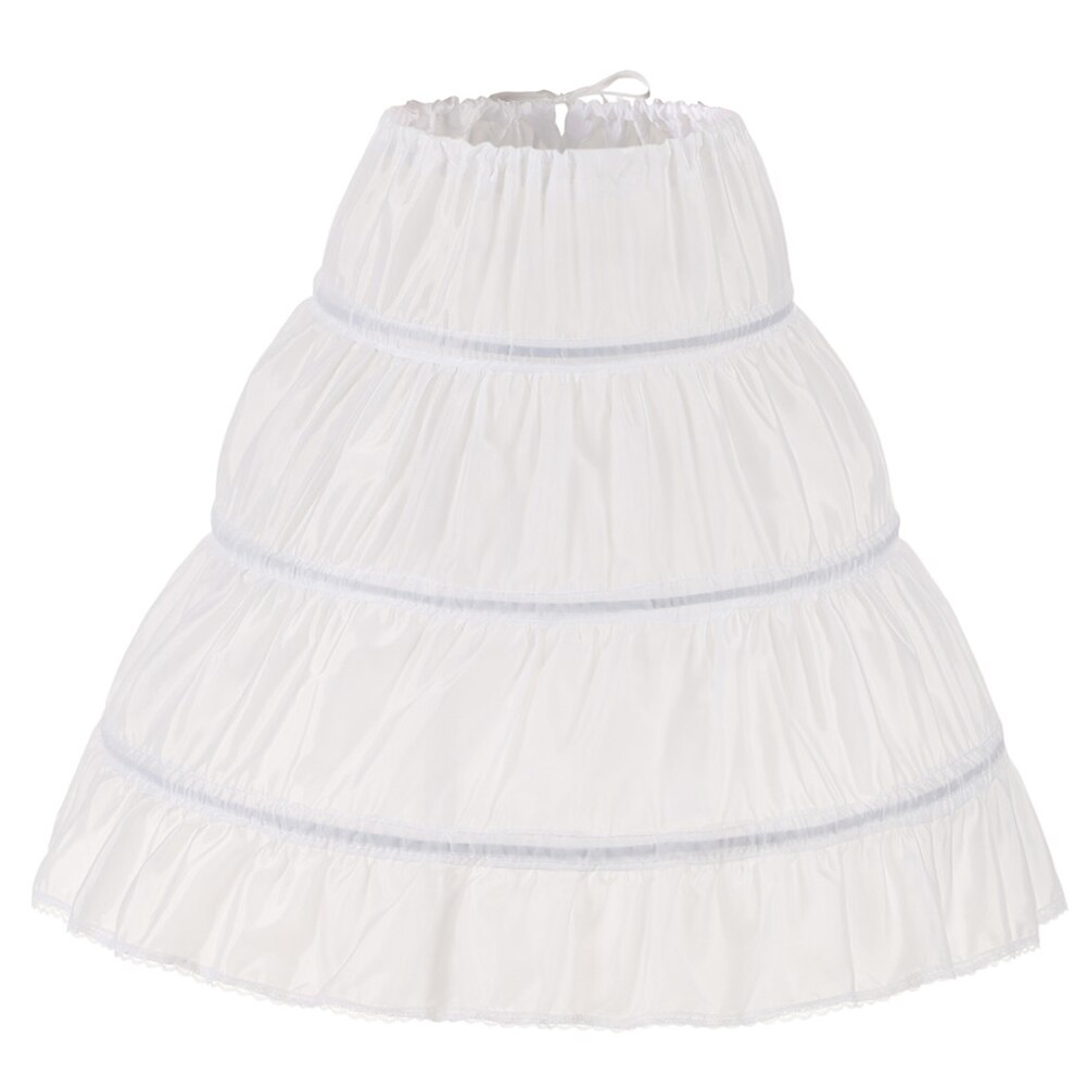 Jupon blanc en dentelle Crinoline pour enfants, ligne a, 3 cerceaux, une couche, robe pour filles, sous-jupe, taille élastique,