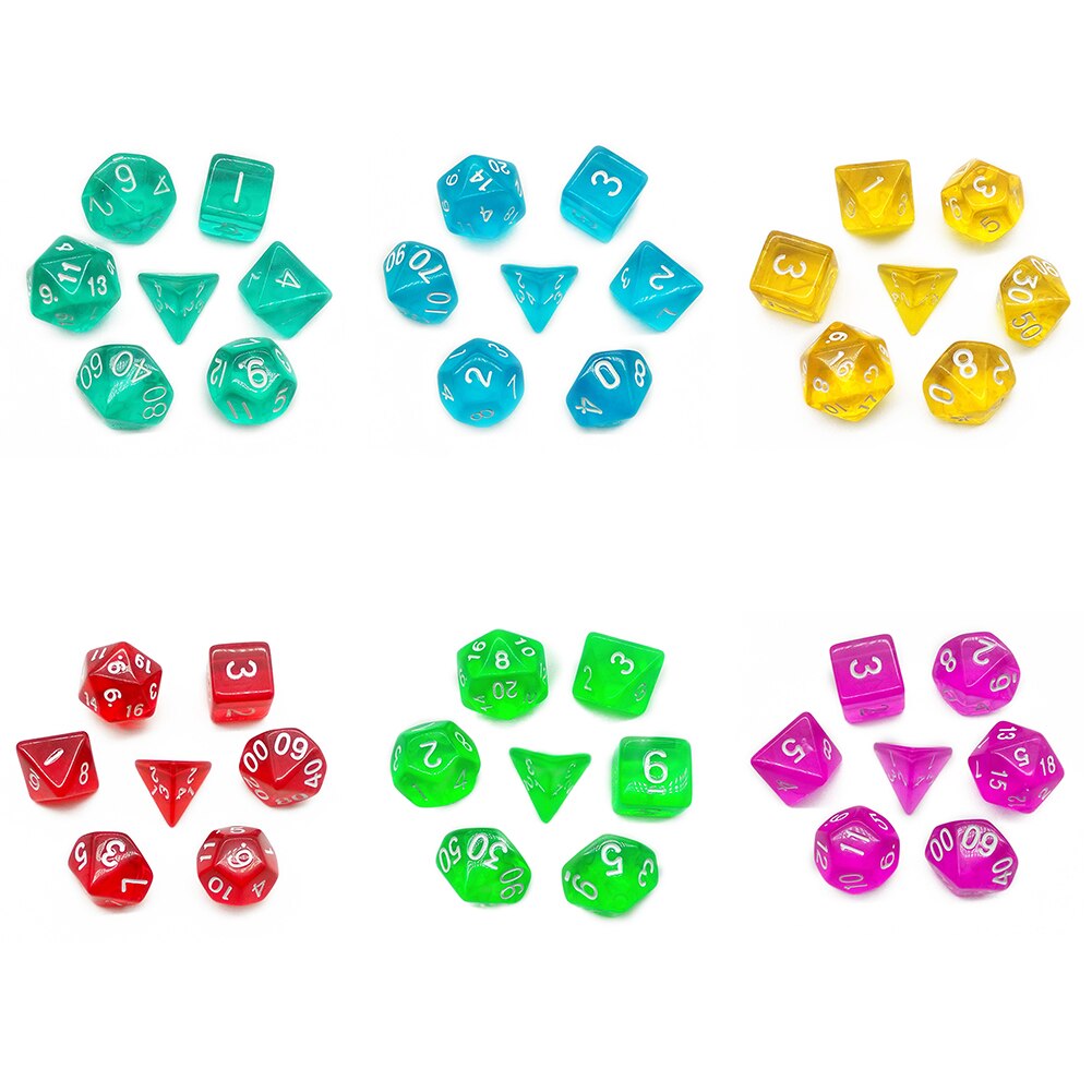 7pcs/Lot DND Polyhedral Dices 7 Sided Clear Desktop Funny Board Game Dice