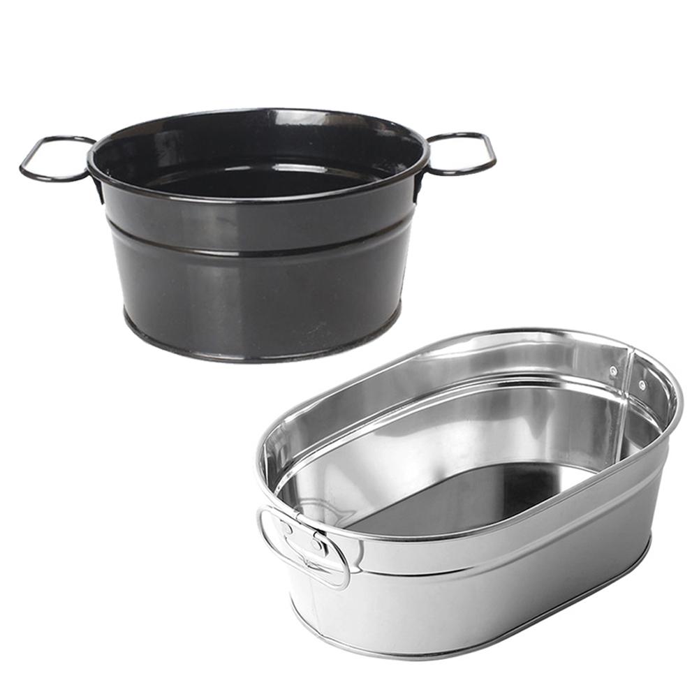 1pcs Ice Bucket Galvanized Iron Sturdy Durable Barrel Food Storage Bucket For Dinners Parties Restaurants Bar Tools