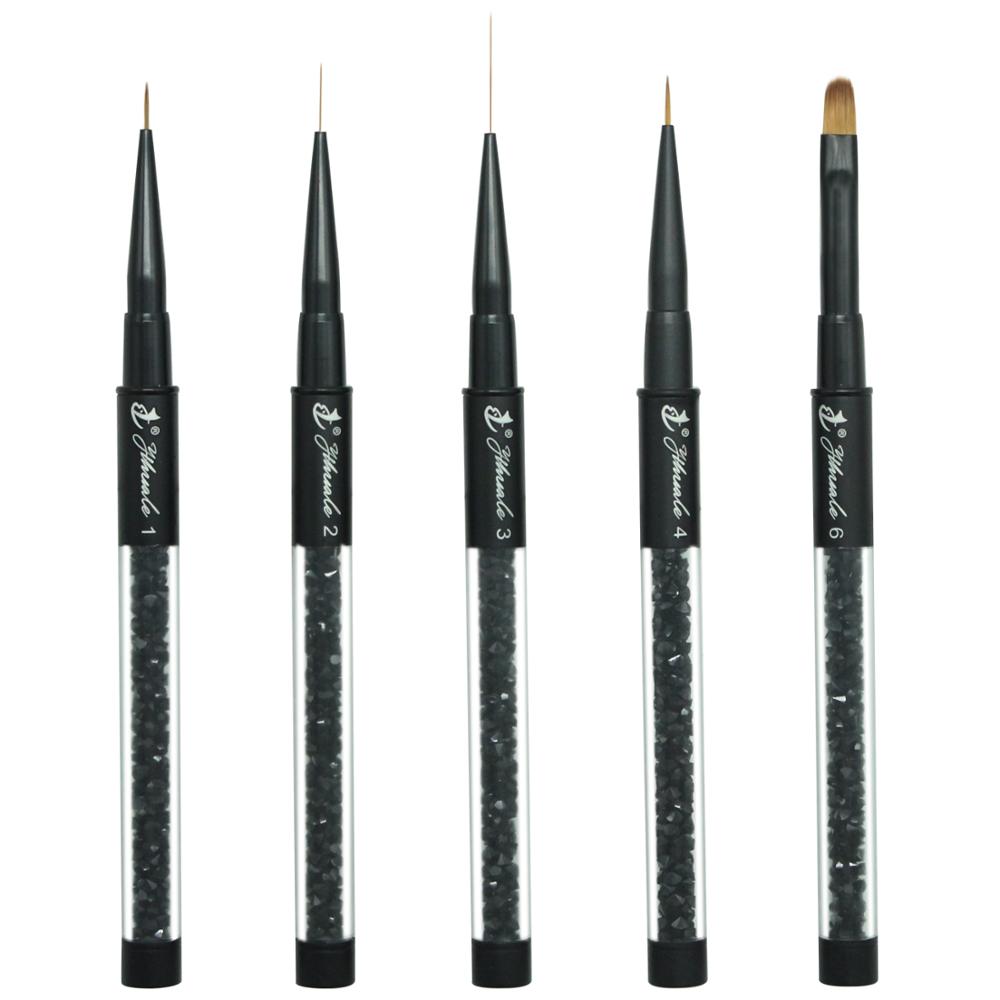 1pc Acryl Nail Brush Nail Art Schilderen Pen Brush UV Gel Polish Matte Zwarte Kleur Rhinestone Crystal Acryl Nail tekening Pen