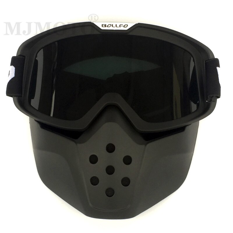 Gafas de protección para casco de Motocross para hombre y mujer, lentes de protección para casco de moto tipo tiburón, a prueba de viento, Estilo Vintage, para esquí: Black