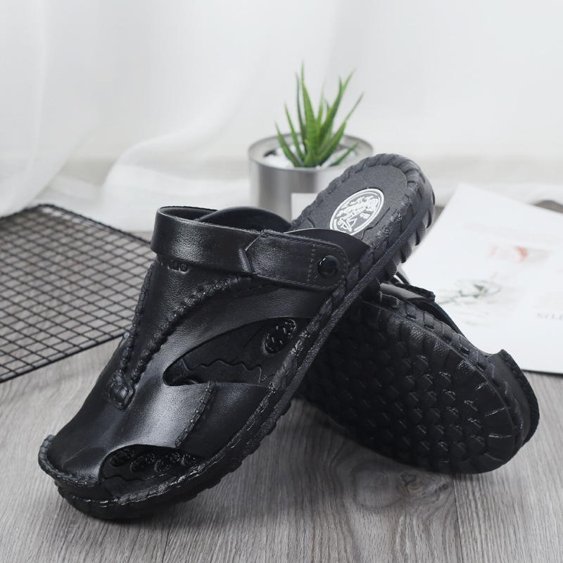 Nuove pantofole infradito estive per uomo pantofole da spiaggia sandali marroni scarpe comode scarpe da bagno antiscivolo scivoli da uomo in pelle