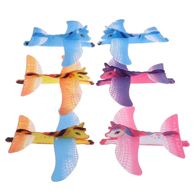 6Pcs U Nicorn Zweefvliegtuigen Speelgoed Party Kids Vliegtuigen Model Speelgoed Cadeau Voor Kinderen Mini Drone Model Speelgoed Baby Speelgoed