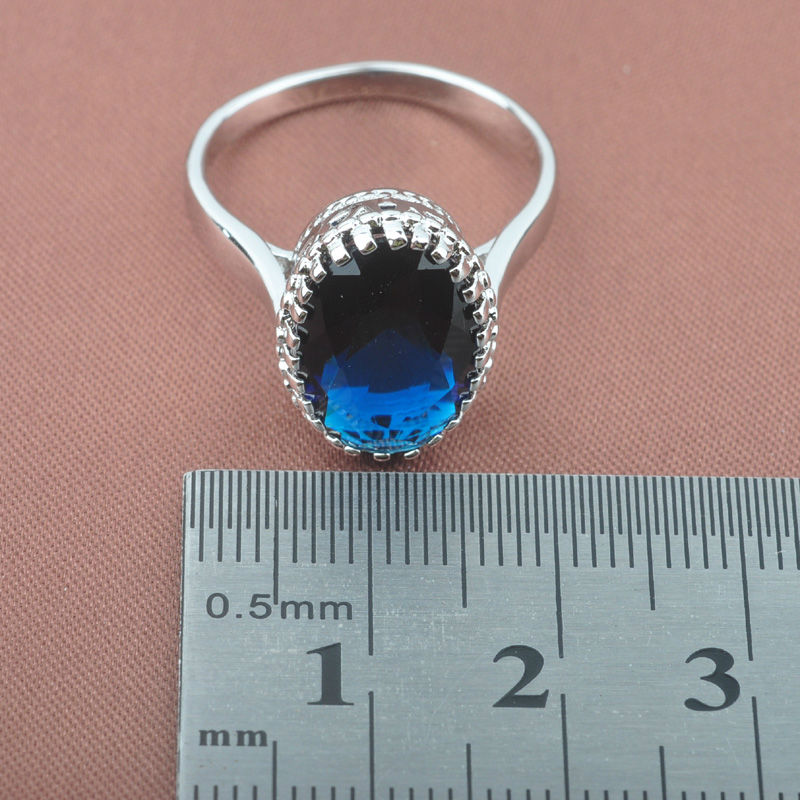 Weihnachten Blau Zirkonia Ei 925 Sterling Silber Schmuck Sets frauen Hochzeit Halskette Anhänger Ohrringe Ringe TZ0193