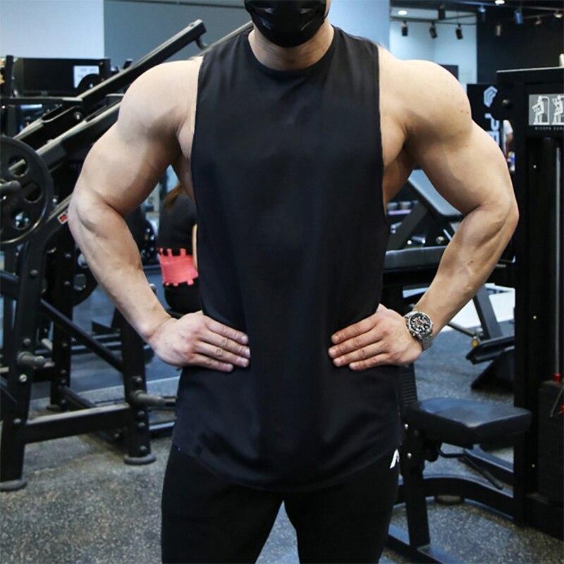 Neue Herren Bodybuilding Baumwolle Tank top Gym Fitness Weste Ärmelloses Shirt Sommer Plain Lässige Workout Kleidung: Black / M