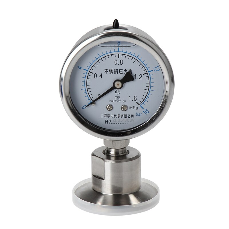 Manometer Tri Clamp Diaphragm Pressure Gauge SS304 Stainless Steel Body SS316 Diaphragm