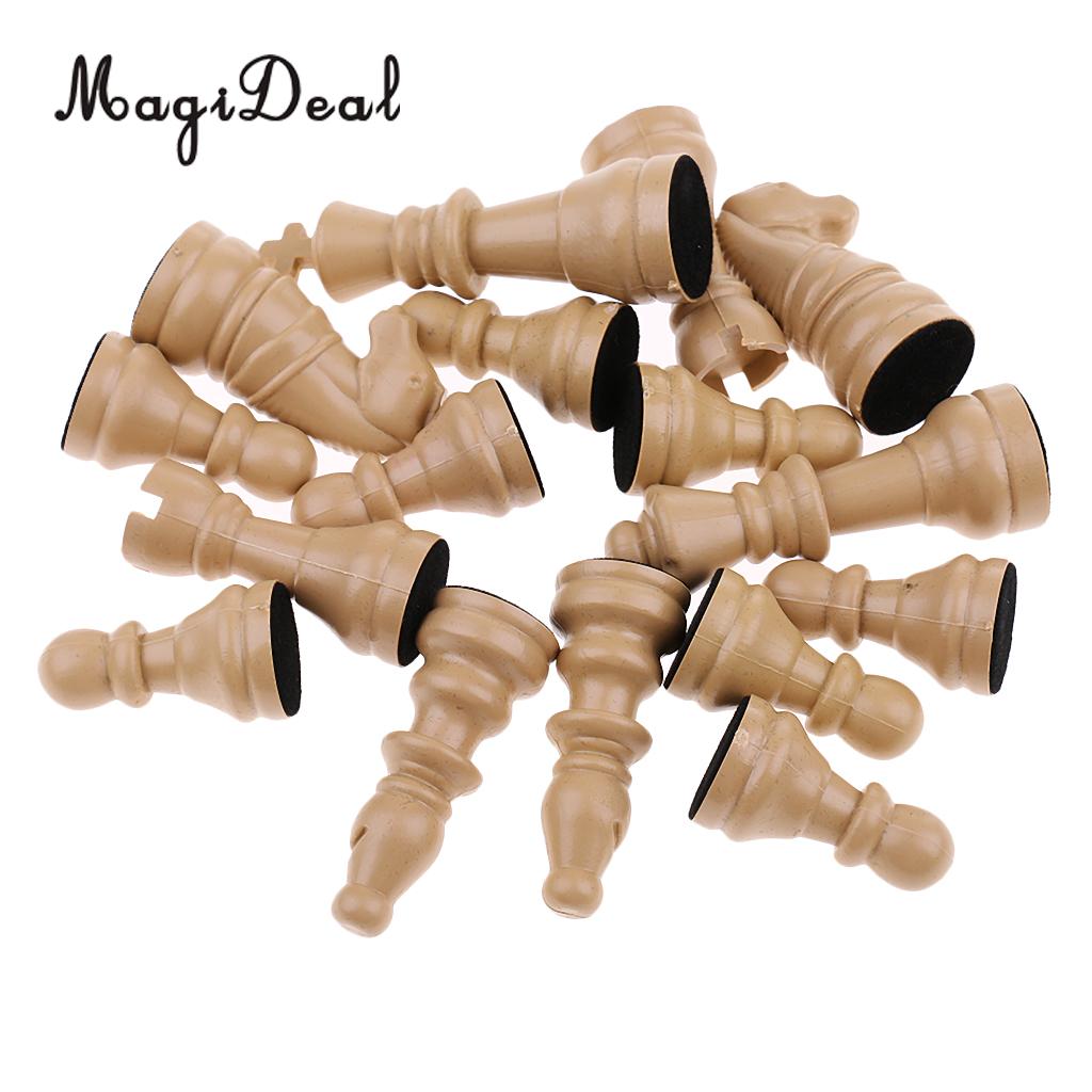 MagiDeal 16 Pieces Replacement Plastic Chess Pieces/Chessman Set beige Birthday Party Supplies International Chess Set