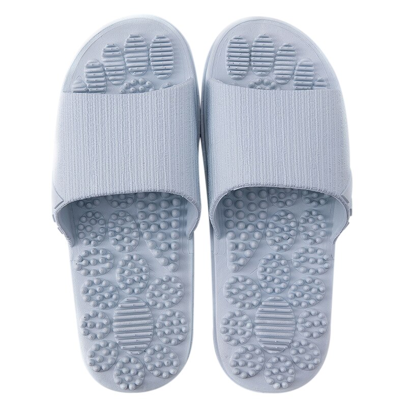 Sommartofflor inomhus halkfria massageskor unisex solid mjuk botten par tofflor hem sandaler män massagepunkt: Ljusblå / 36-37