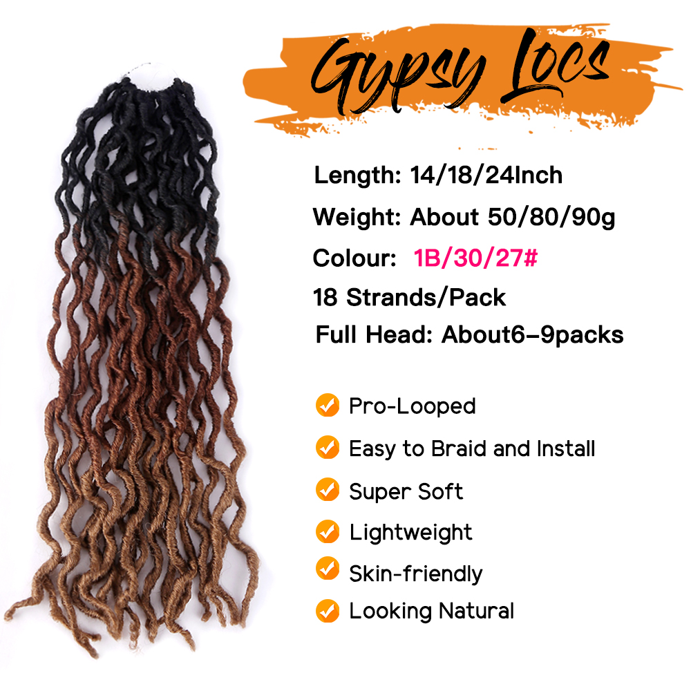 Diosa Faux Locs Crochet pelo suave rizado rastas extensiones de cabello trenzado sintético pelo Ombre Crochet Locs trenzas al por mayor