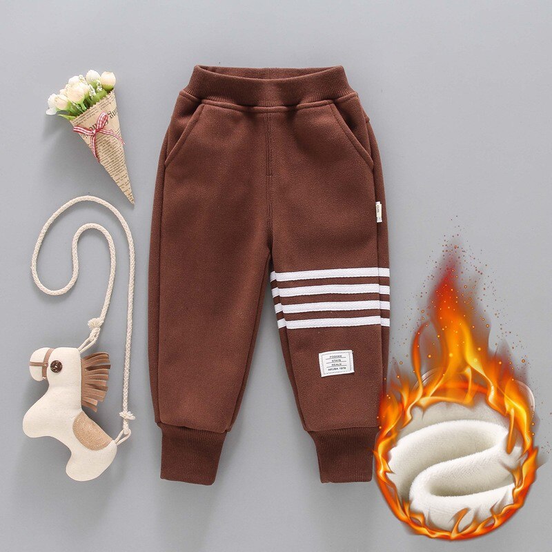 Boy Winter Trousers Children Striped Running Sweatpant Autumn Kids Toddler Casual Sport Pants For Boys Clothes 2 3 4 5 6 7 Year: brown / 4T(110)