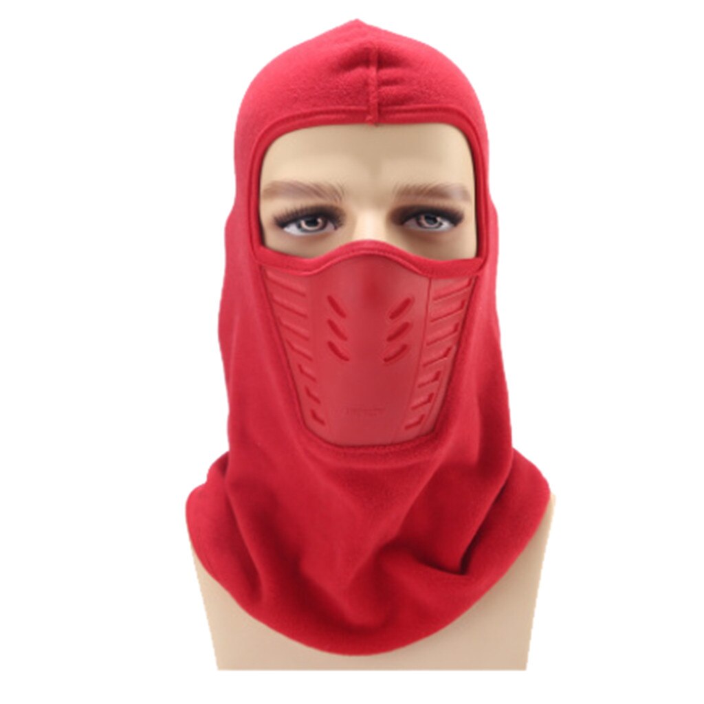 Windproof Fleece Winter Hat Helmet Sports Motorcycle Cycling Skiing Windproof Warm and Comfortable Hat Mask #PY10: Red