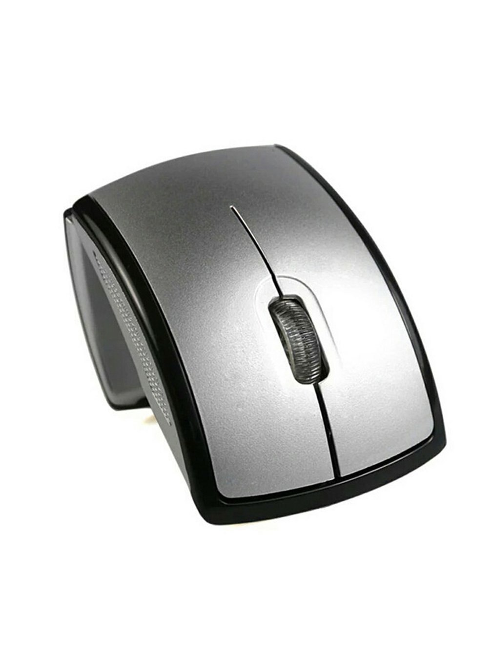 Folding Wireless Mouse Long Battery Life Portable Optical Positioning Notebook Computer Optical Mouse: Silver