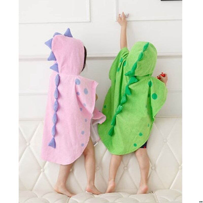 Hooded Met Poot Dinosaur Poncho Hooded Kinderen Badhanddoek Kids Strandlaken Baby Badjas