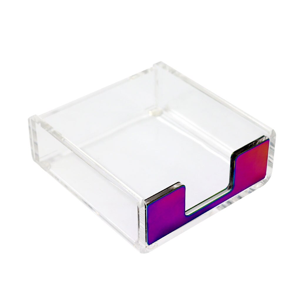 Acrylic Clear Sticky Notes Memo Pad Holder Cards Dispenser Clear Desk Silver Office Supplies Cute Notepad Holder: Rainbow Color