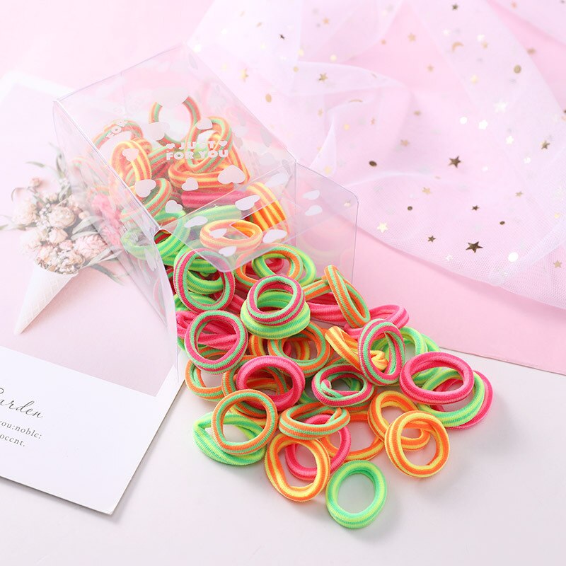 50 pçs/set bonito menina do bebê amor encaixotado dos desenhos animados não ferir o anel de cabelo cabeça corda do cabelo do bebê corda de borracha acessórios de cabelo: 2