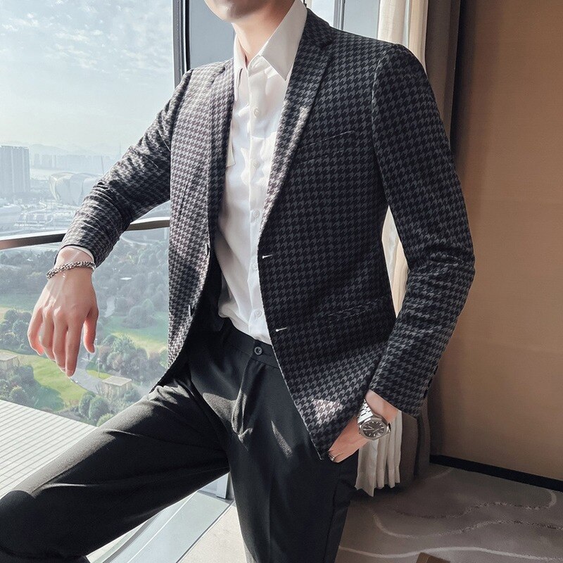 Chaqueta de terciopelo para hombre, traje informal de para boda, ropa de calle, vestido de novio Social, chaqueta masculina