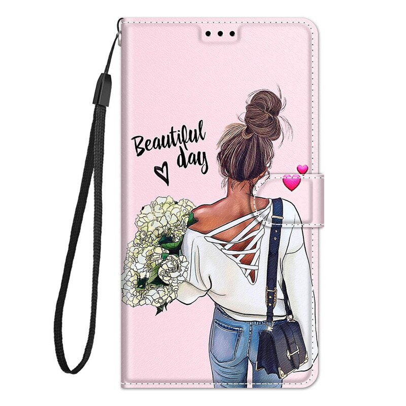 Dla Redmi 9A malowane skórzane etui z klapką do telefonu Xiaomi Redmi 9A M2006C3LG M2006C3LI etui z miejscem na karty stojak okładka książki: C8