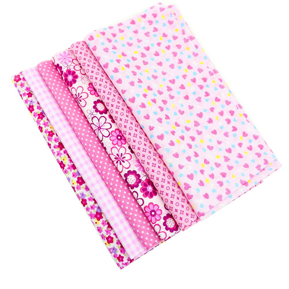 6 unids/lote tela de algodón combinación 50x50cm muñeca de tela accesorios y Material de costura Patchwork textil impresión Floral: Pink