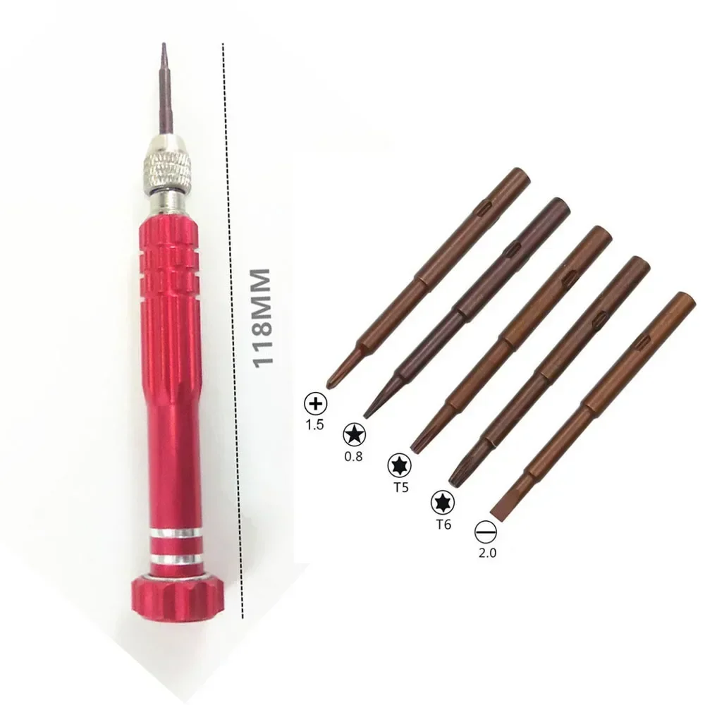 Multifunctionele 5 In 1 Schroevendraaier Horloge Reparatie Tools Set Demontage Schroevendraaier Sleuf Kruis Pruim Bloesem Computerbril