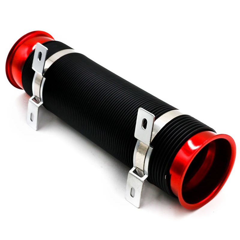 3 "76mm Auto Luft Aufnahme Rohr Kalt Luftführung Futter Schlauch Rohr flexibel Auto Änderung Rohr Luftfilter ansaugrohr Für Universal-: rot