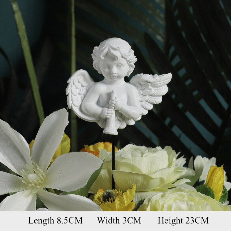 Angel Flower Potted Ornaments Home Garden Ornaments Flower Pot Decoration: Dark Grey