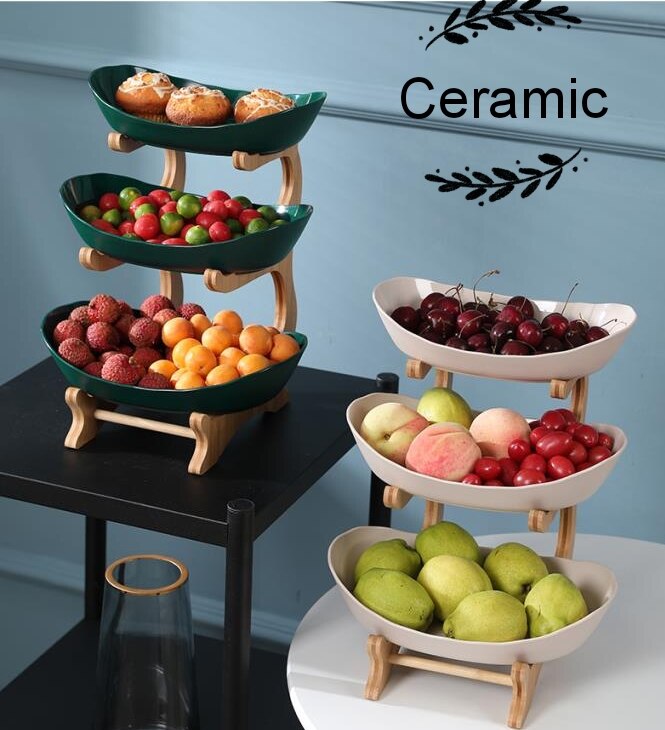 Keramische Woonkamer Thuis Drie-Layer Fruitschaal Snoep Schotel Creatieve Moderne Gedroogd Fruit Fruitmand Snack Plaat