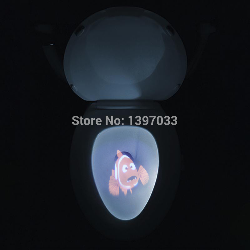 Novelty 4 images Night toilet projection light Battery Auto Body Motion Sensor WC projector Lamp Children toilet light bowl