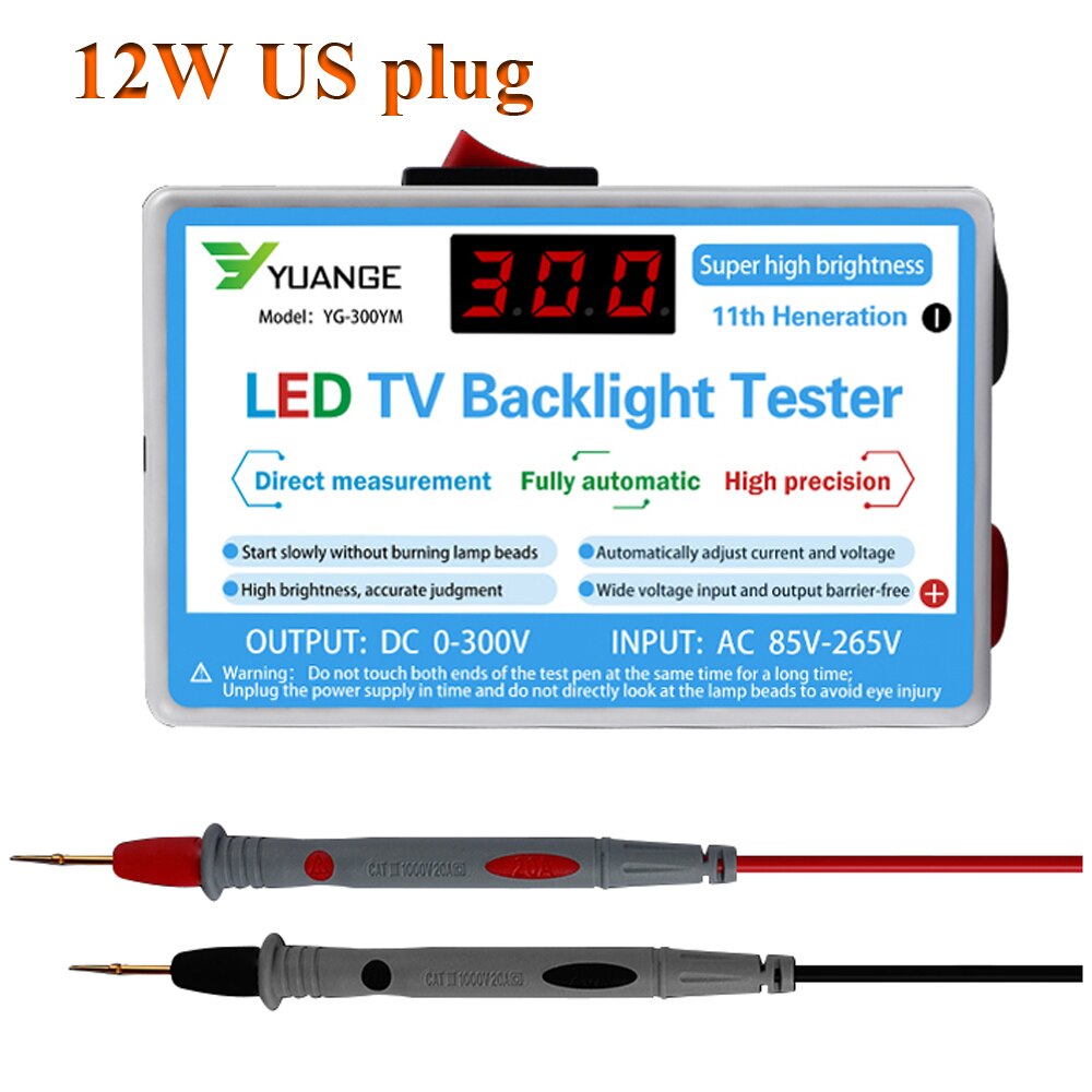 12W/25W LED Lamp and TV Backlight Tester LED Strips Beads Test Tool Measurement Instruments LED Tester 0-300V Output: 12W US plug