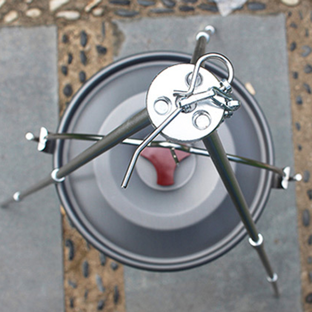 Bärbar grill lägereld stativ ugn gryta teleskopisk höjdjusterbar matlagning stativ stativ lykta hängare för camping picknick bbq