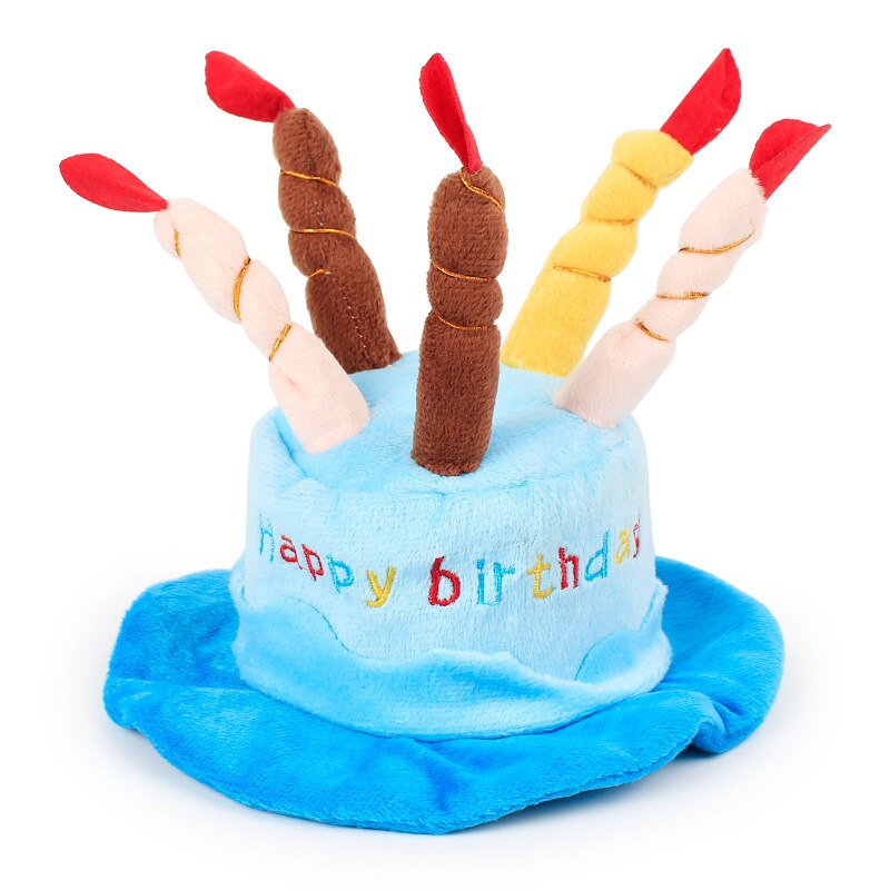 Grattis på födelsedagen husdjur katt hatt mössa för katt julfestival husdjur tillbehör söta hattar produkter för katt kattunge huvudbonader tillbehör: Blå