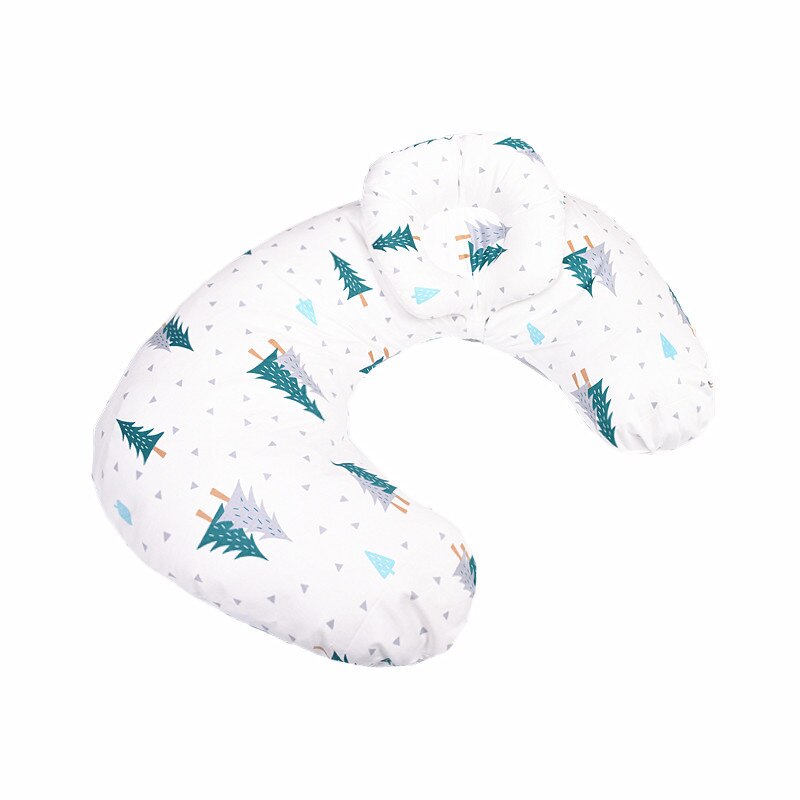 Oreiller d&#39;allaitement en coton en forme de U pour -né, coussin lombaire pour allaitement: green tree