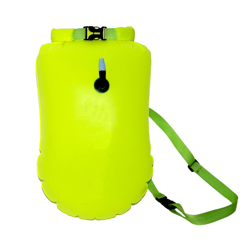 Zeer Zichtbare Veiligheid Boei Zak Pvc Opblaasbare Waterdichte Open Water Zwemmen Training Droog Opbergtas: Fluorescent yellow