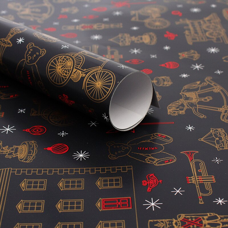 Light luxury classic decorative wrapping paper Christmas wrapping paper Black gold style wrapping paper 50*70cm