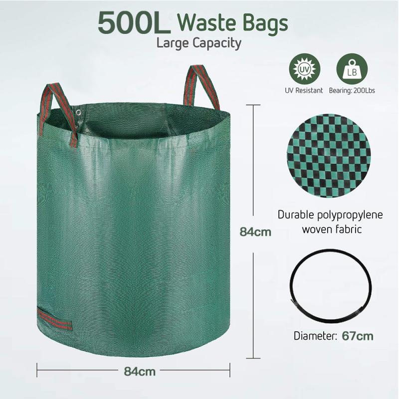 Large Capacity Agriculture Yard Waste With Handles Protable Garden Bag Forest Leaves Outdoor Lawn Yard Waste Bins Storage HWC: 500L