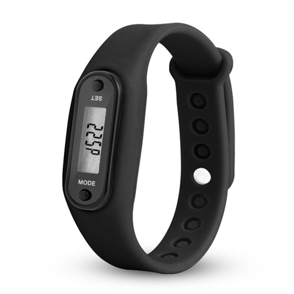 Pulsera de Reloj de pulsera inteligente deportiva con pantalla, medidor de ejercicios, rastreador de pasos, podómetro Digital LCD, contador de pasos para correr, contador de calorías al caminar: Black